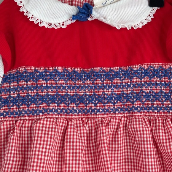 VTG 90s Smocked Dress 2T Toddle Time Short Sleeve Cottage Classic Xmas Holiday - Picture 2 of 8